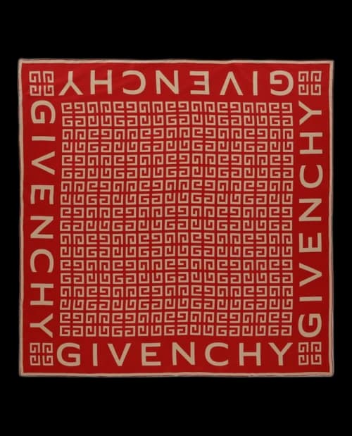Givenchy 4G Logo Silk Scarf Vermillon Beige Pink