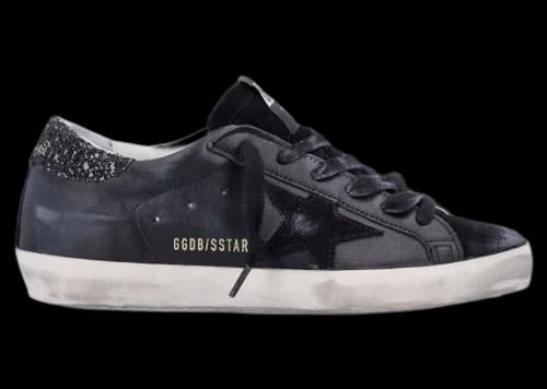 Golden Goose Superstar Black Glitter Heel (Women's)
