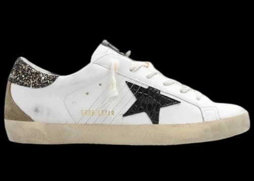 Golden Goose Super-Star White Black Croc Glitter (Women's)