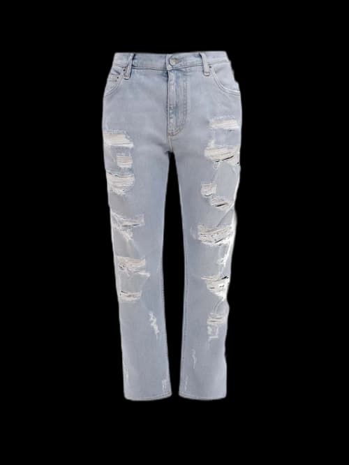 Dolce & Gabbana Man Stretch Cotton Ripped Effect Jeans Light Wash Blue