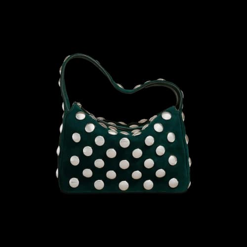 Khaite Elena Suede Small Studded Bag 'English Green'