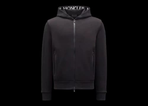 Moncler Logo Zip-Up Hoodie Black