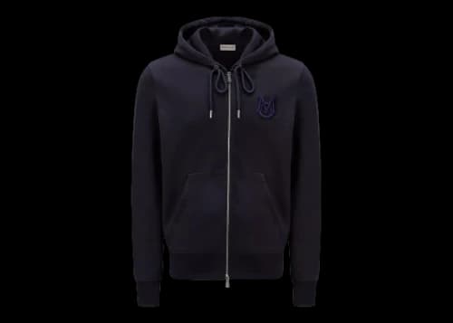 Moncler Monogram Zip-Up Hoodie Night Blue