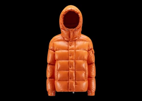 Moncler Women's Maya 70th Anniversary Special Edition Short Down Jacket Campfire Orange