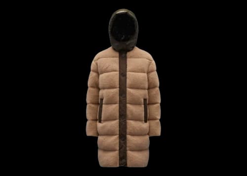 Moncler Women's Charamillion Long Down Jacket Natural Kakhi Beige