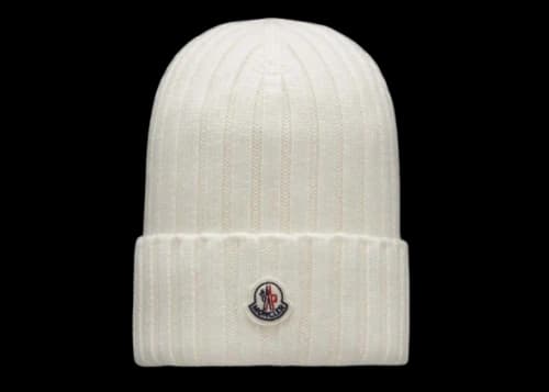 Moncler Ribbed Knit Beanie White