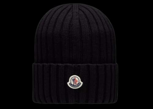 Moncler Ribbed Knit Beanie Black