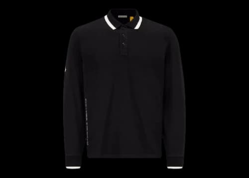 Moncler Hiroshi Fujiwara x Fragment Logo Long Sleeve Polo Shirt Black