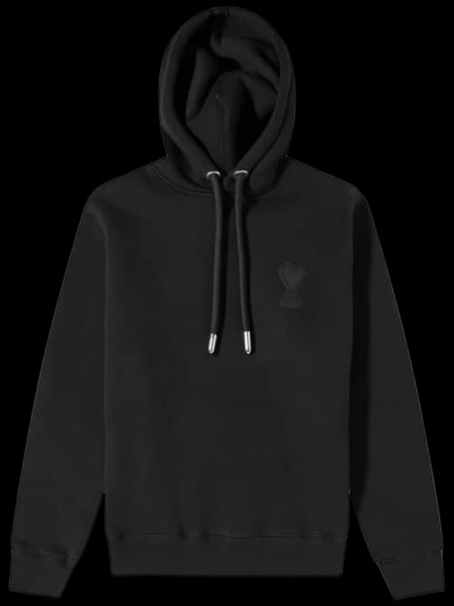 Ami Paris Ami De Coeur Tonal Hoodie Black/Black
