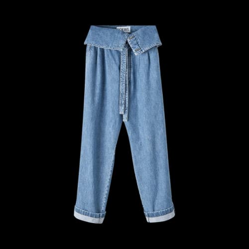 Loewe Belted Pleated Oversize Jeans 'Blue Denim'