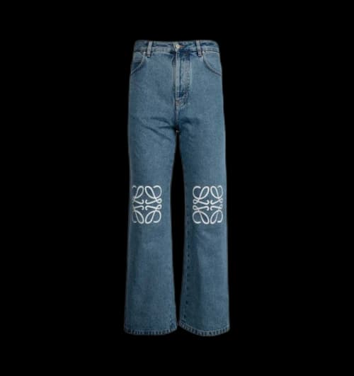 LOEWE Anagram Baggy Jeans In Denim Mid Blue Denim