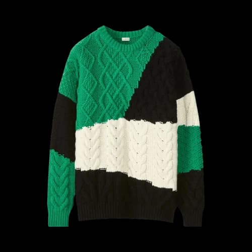 Loewe Colorblock Cable Sweater 'Neon Green'