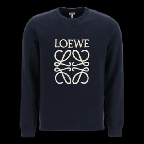 LOEWE Anagram Cotton Round Neck Alphabet Embroidered Sports Classic Navy Blue