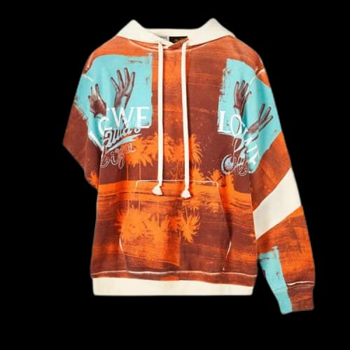 LOEWE Tropical Hands Print Hoodie Soft White/Brown