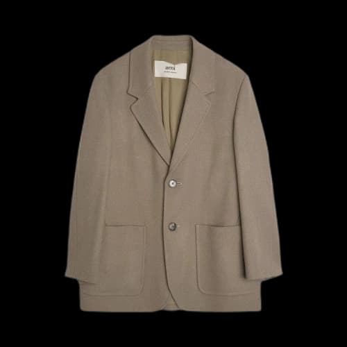 Ami Wool Gabardine Short Coat 'Taupe'