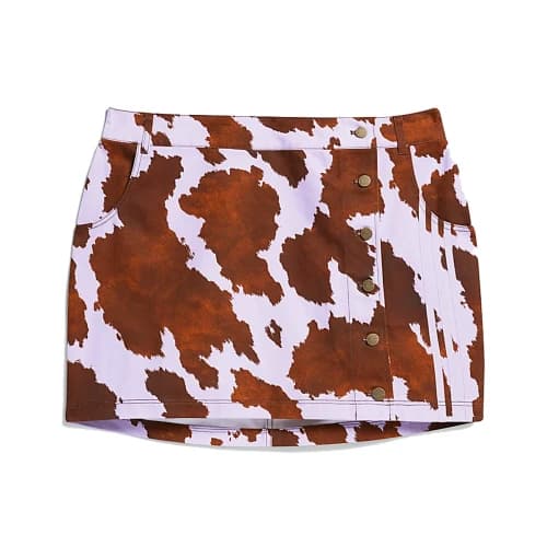Adidas x Ivy Park Denim Cow-Print Skirt (Plus Size) Aop Cow Hide/Purple Glow (SS21)