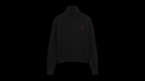 Ami Paris Wool Ami De Coeur Turtle Neck Sweater Black/Red