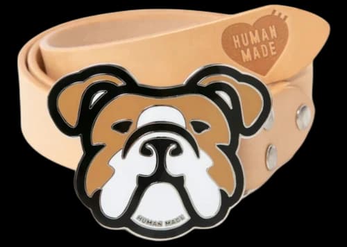 Human Made Bulldog Leather Belt Brown