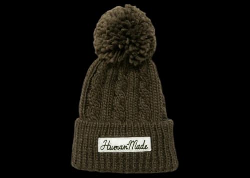 Human Made Cable Pop Beanie Olive Drab