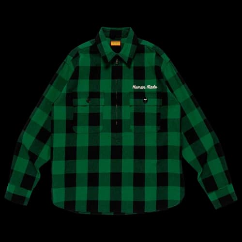 Human Made Check Half-Zip Shirt 'Green'