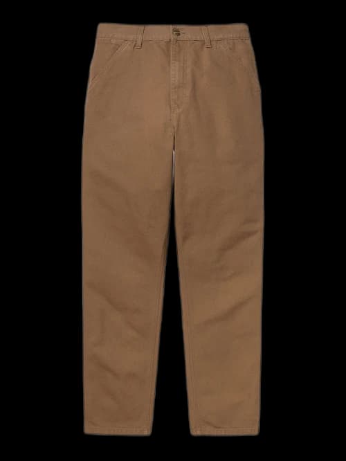 Carhartt WIP Single Knee Dearborn Canvas 12oz Relaxed Straight Fit Pants Hamilton Brown (Rinsed)