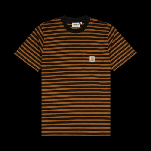 Carhartt WIP Short-Sleeve Seidler Stripe Pocket T-Shirt 'Deep Hamilton Brown/Black'
