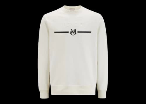 Moncler Logo Matte Monogram Accents Crewneck Sweatshirt Off White