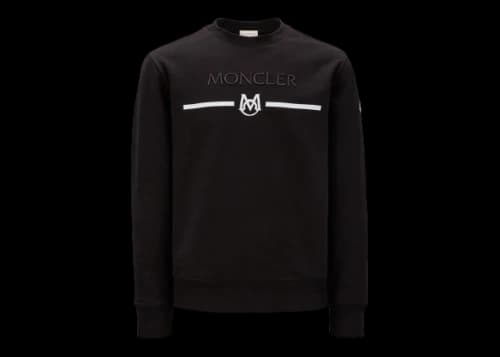Moncler Logo Matte Monogram Accents Crewneck Sweatshirt Black