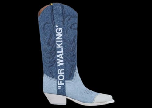 OFF-WHITE Denim Cowboy Boot For Walking Bleach White (Women's)