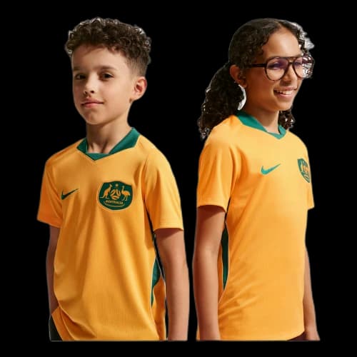 (GS) Nike Australia 2026 Stadium Home Dri-FIT Soccer Jersey ' Sport Gold Mystic Green Sail'