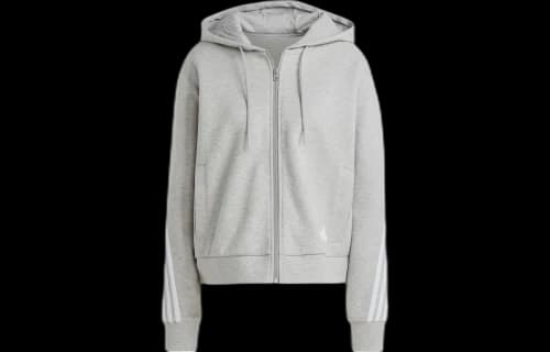 Adidas Future Icons 3 Stripes Full Zip Hoodie Medium Grey Heather
