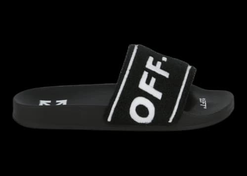 OFF-WHITE Logo-Embroidered Terry Slide Black White