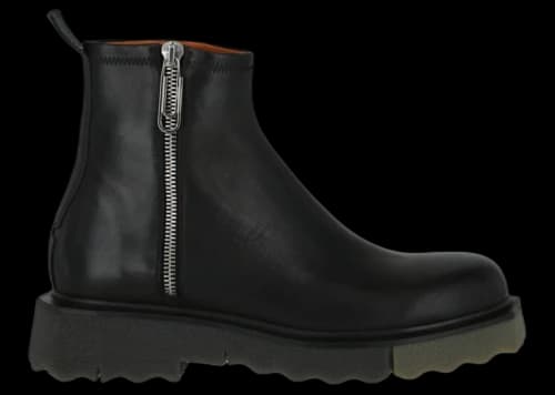 OFF-WHITE Sponge Sole Leather Zip Boot Black