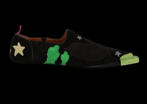 OFF-WHITE Texan Leather Platform Dress Shoes Black Green