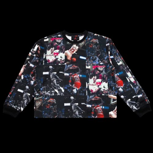 Air Jordan All Over Print Crewneck Shirt 'Black/White'