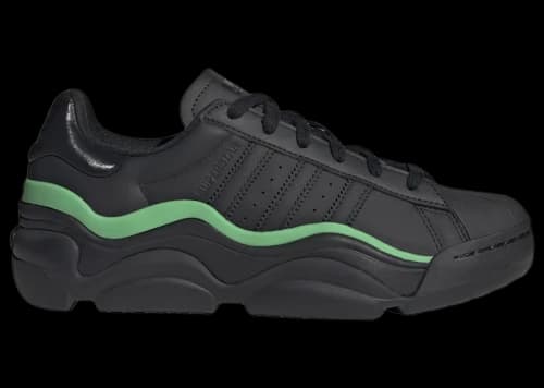 adidas Superstar Black Semi Screaming Green (Women's)