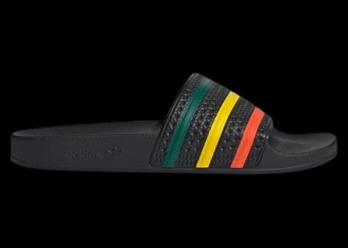 adidas Adilette Slides Core Black Yellow Collegiate Green