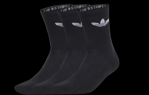 adidas Trefoil Crew Cushioned Socks (3 Pack) Black