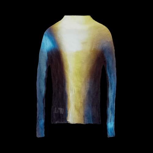 Issey Miyake Leak Chiffon Twist Shirt 'Yellow/Dark Blue'