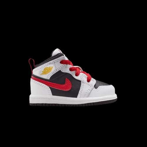 Jordan 1 Mid Black White Speed Red (TD)