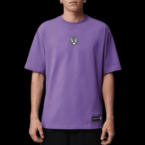 Jordan Sport Quick Dry T Shirts Men's Purple Crew Neck Moderate