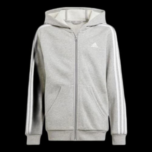(GS) adidas Essentials 3-Stripes Fleece Full-Zip Hoodie 'Grey'