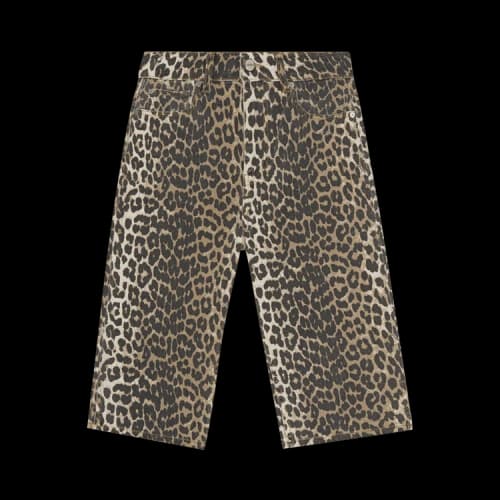 GANNI Denim Bermuda Shorts 'Leopard'