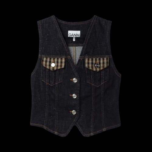 GANNI Neppy Denim Vest 'Dark Blue Stone'