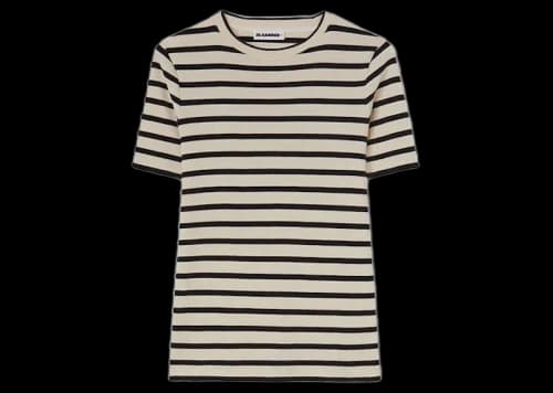 Jil Sander Women's Stripe Cotton T-Shirt Beige/Black
