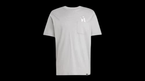 adidas Lounge Slides Graphic Pocket T-Shirt Charcoal Solid Grey