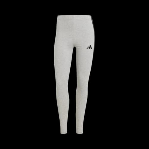 Adidas Essentials 3-Stripes Cotton Leggings 'Medium Grey Heather / Black'