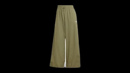 adidas Women's Essentials 3-Stripes Lifestyle Woven Parachute Tracksuit Bottoms Olive Strata/White