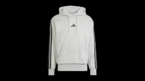 adidas Essentials 3-Stripes Fleece Hoodie Medium Grey Heather Black