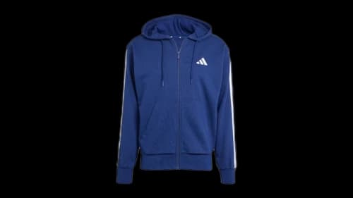 adidas Essentials 3-Stripes French Terry Full-Zip Hoodie Dark Blue/White